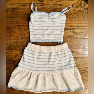 Freshman 1996 Blue & Cream Striped Knit Two-Piece Set – Size Small
